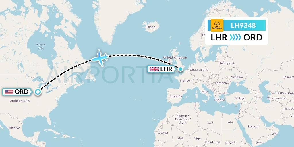 LH9348 Lufthansa Flight Map: London to Chicago