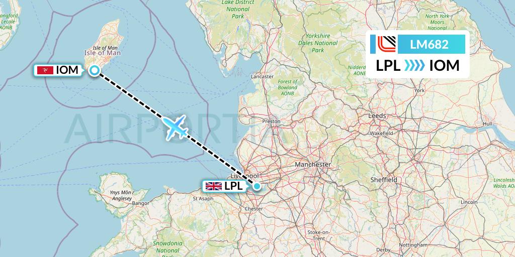 LM682 Loganair Flight Map: Liverpool to Isle of Man