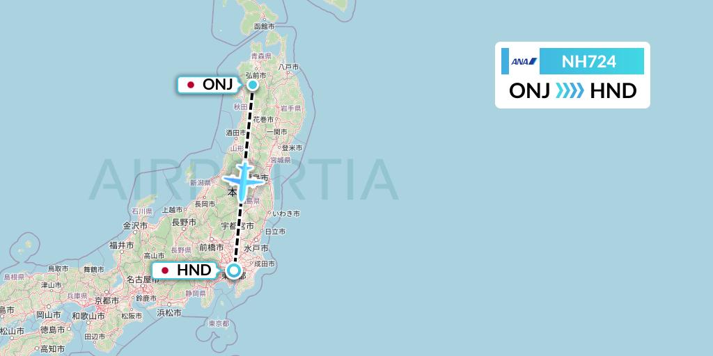 NH724 All Nippon Airways Flight Map: Kitaakita to Tokyo