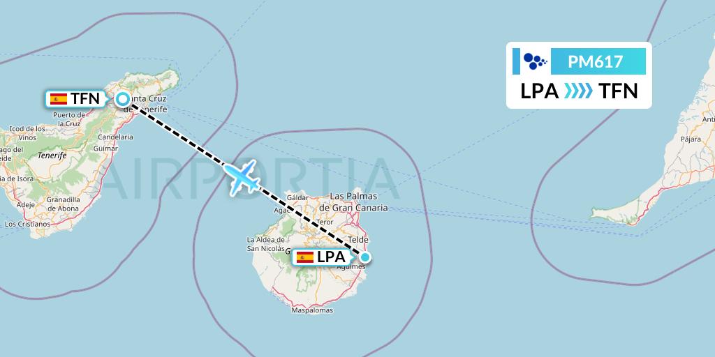 PM617 CanaryFly Flight Map: Las Palmas to Tenerife