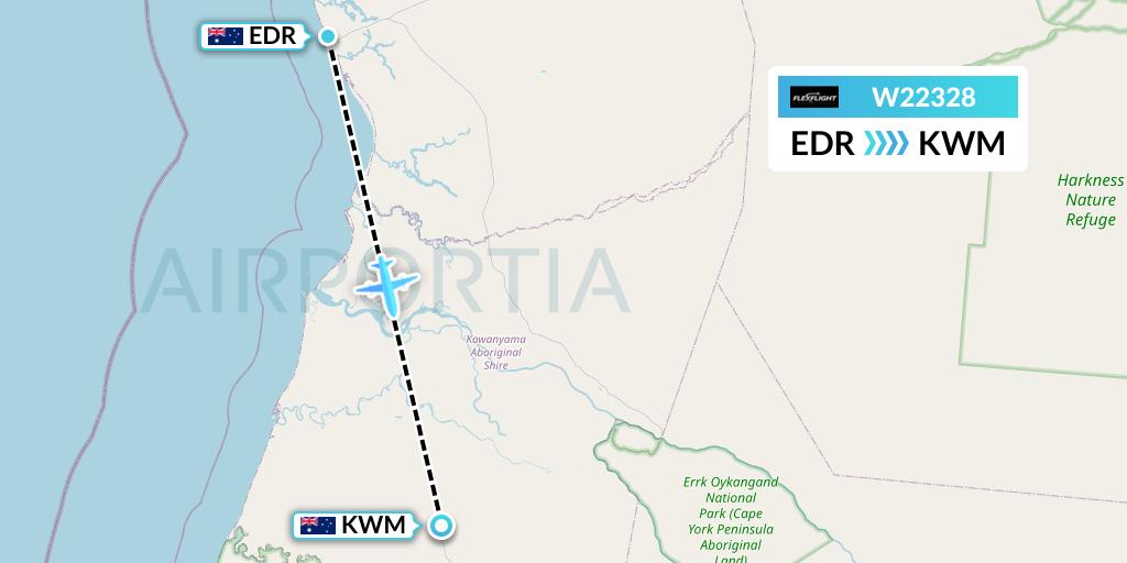 W22328 Flex Flight Flight Map: Australia to Kowanyama