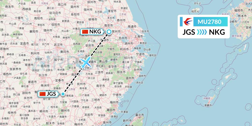 MU2780 China Eastern Airlines Flight Map: Ji'an to Nanjing