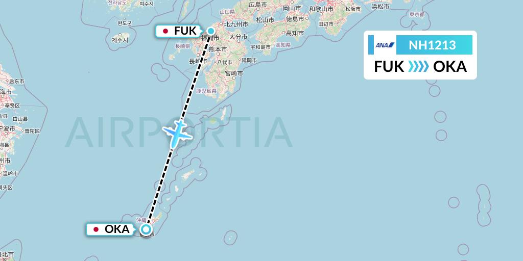 NH1213 All Nippon Airways Flight Map: Fukuoka to Naha