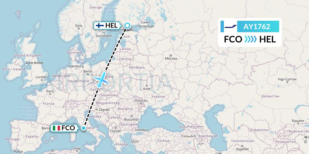 AY1762 Finnair Flight Map: Rome to Helsinki