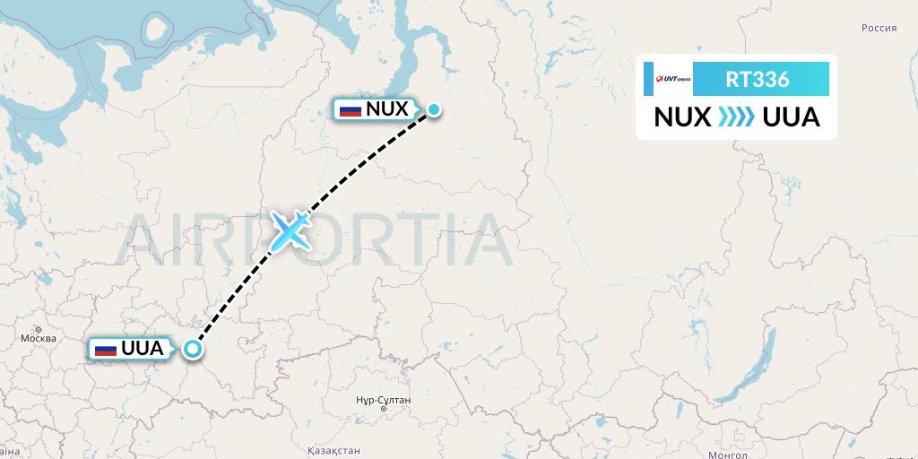 RT336 UVT aero Flight Map: Novy Urengoy to Bugulma