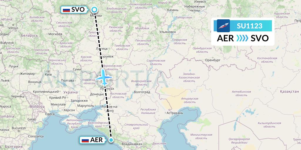 SU1123 Aeroflot Flight Map: Sochi to Moscow