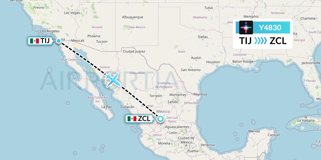 Y4830 Flight Status Volaris Tijuana to Zacatecas (VOI830)
