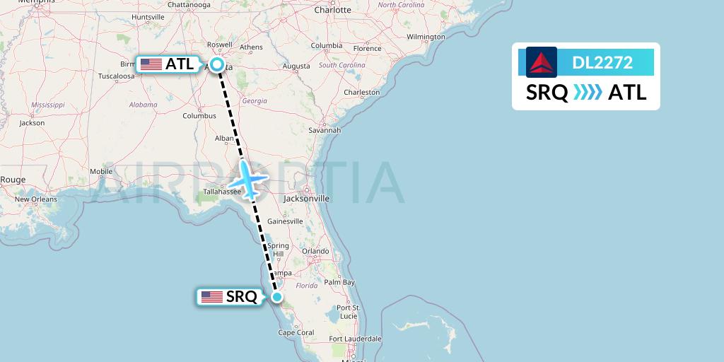 DL2272 Flight Status Delta Air Lines Sarasota to Atlanta (DAL2272)