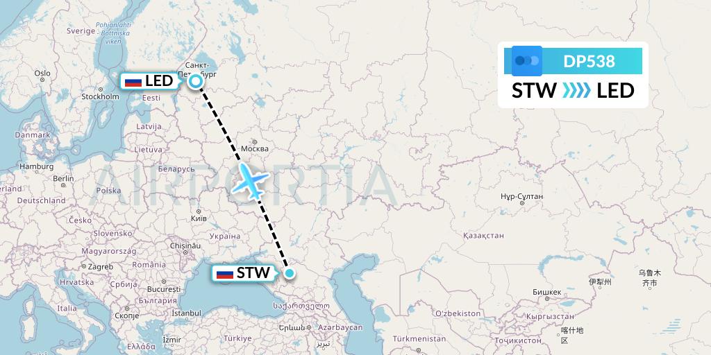 DP538 Pobeda Flight Map: Stavropol to St. Petersburg