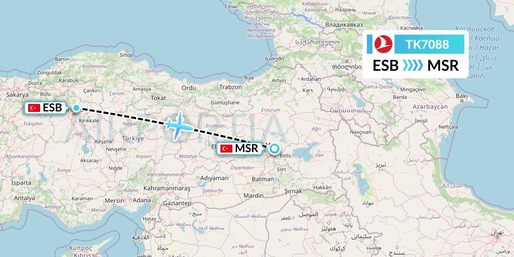 TK7088 Flight Status Turkish Airlines Ankara to Mus (THY7088)