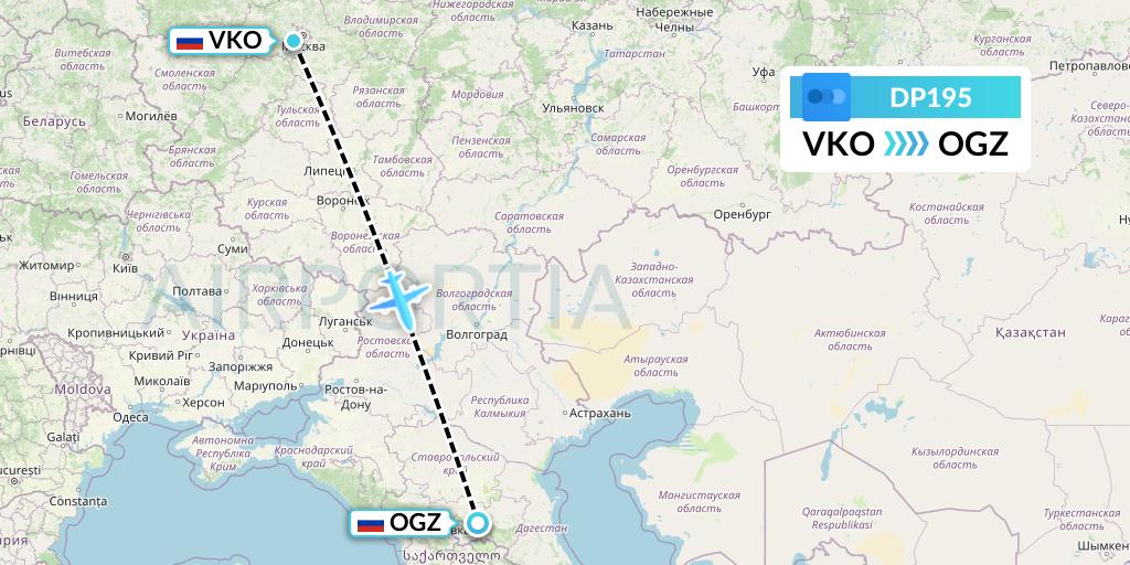 DP195 Pobeda Flight Map: Moscow to Beslan