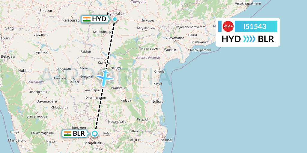 I51543 Flight Status AirAsia India Hyderabad to Bangalore (IAD1543)