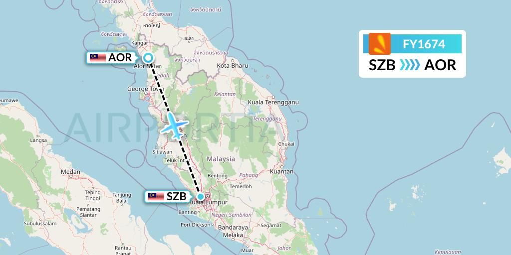 FY1674 Firefly Flight Map: Kuala Lumpur to Alor Setar