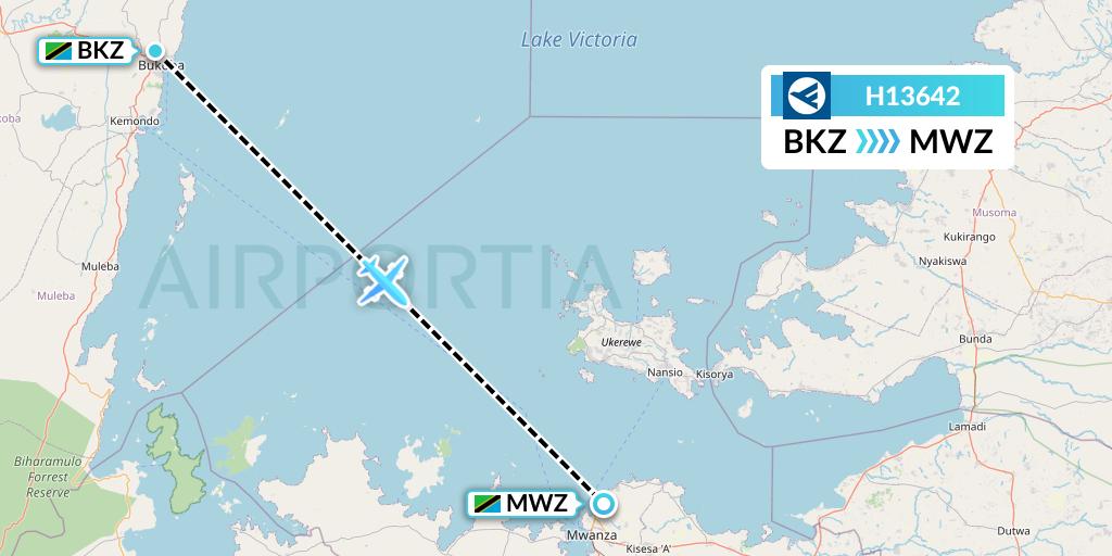 H13642 Hahn Air Systems Flight Map: Bukoba to Mwanza