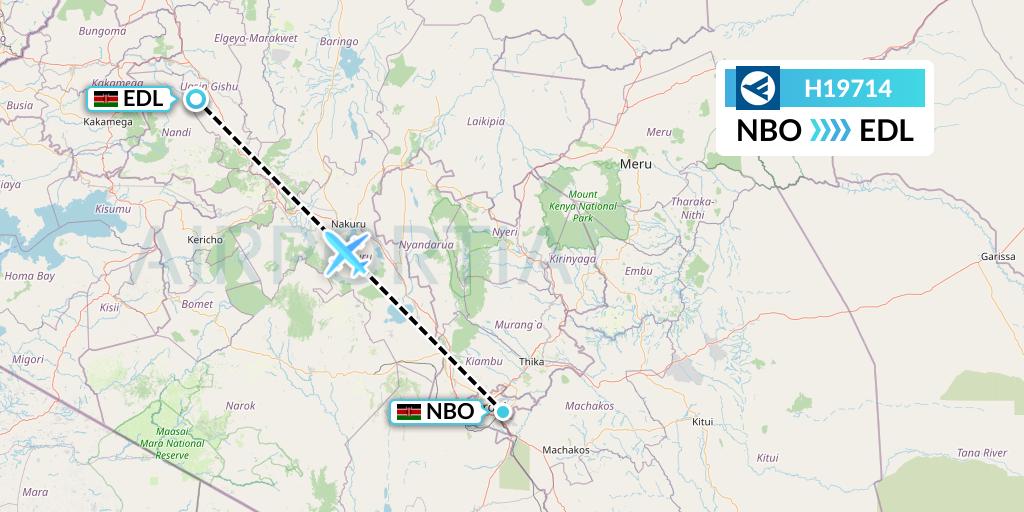 H19714 Hahn Air Systems Flight Map: Nairobi to Eldoret