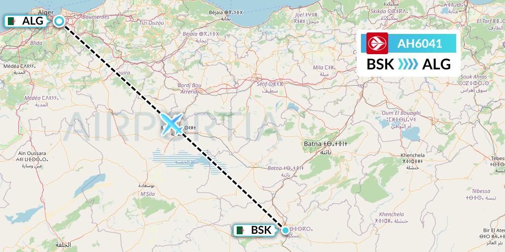 AH6041 Air Algerie Flight Map: Biskra to Algiers