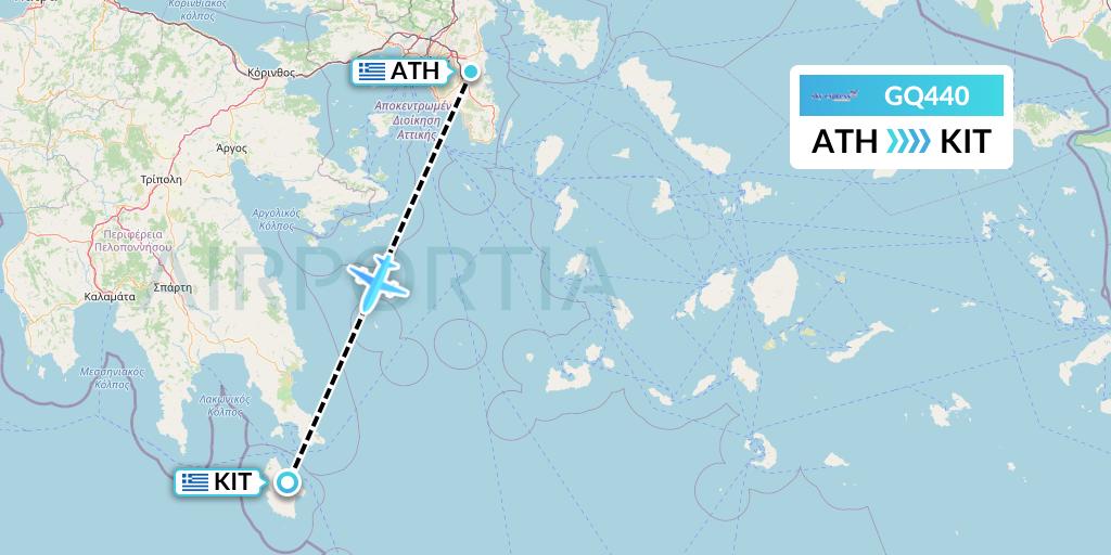 GQ440 Sky Express (Greece) Flight Map: Athens to Kithira