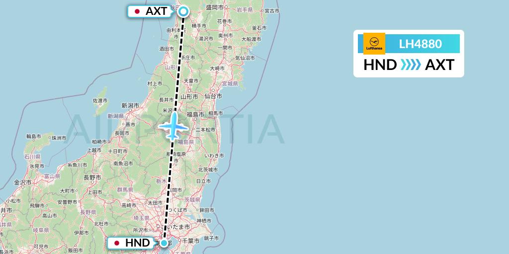 LH4880 Lufthansa Flight Map: Tokyo to Akita