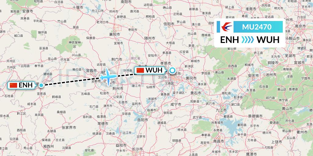 MU2470 China Eastern Airlines Flight Map: Enshi to Wuhan