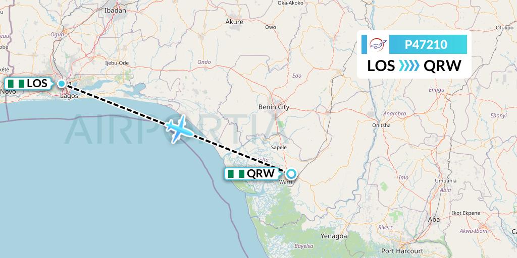 P47210 Air Peace Flight Map: Lagos to Warri