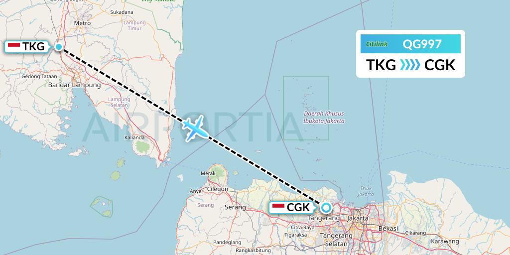 QG997 Citilink Flight Map: Bandar Lampung to Jakarta