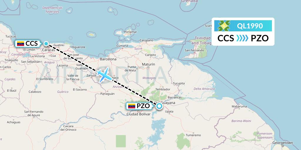 QL1990 Flight Status Laser Airlines Caracas to Puerto Ordaz (LER1990)