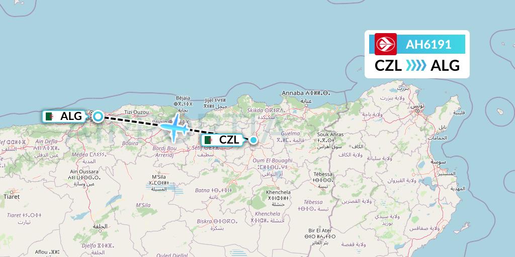 AH6191 Air Algerie Flight Map: Constantine to Algiers