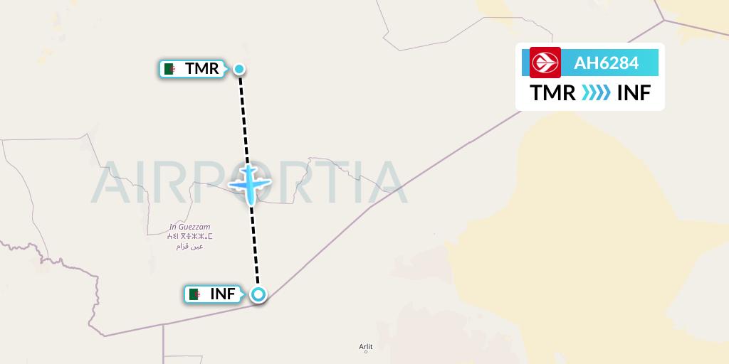 AH6284 Air Algerie Flight Map: Tamanrasset to In Guezzam
