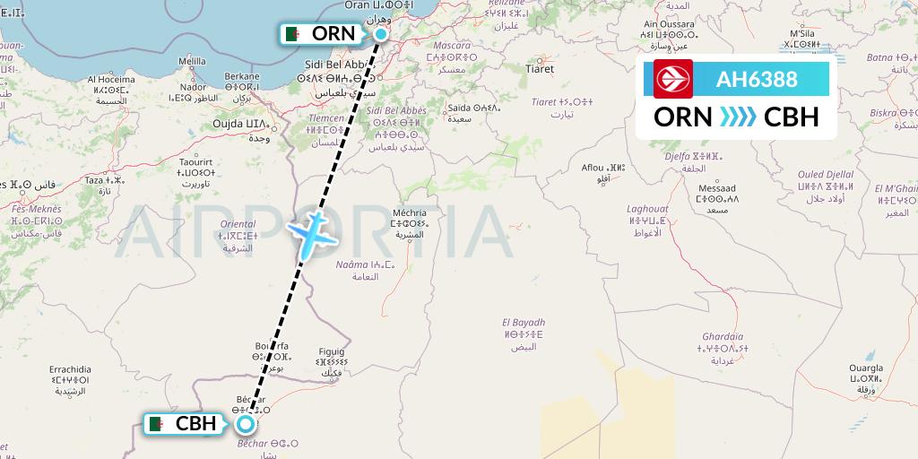AH6388 Air Algerie Flight Map: Oran to Bechar