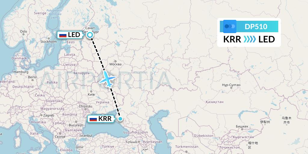 DP510 Pobeda Flight Map: Krasnodar to St. Petersburg