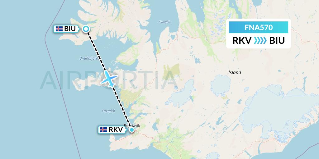 FNA570 Norlandair Flight Map: Reykjavik to Bildudalur