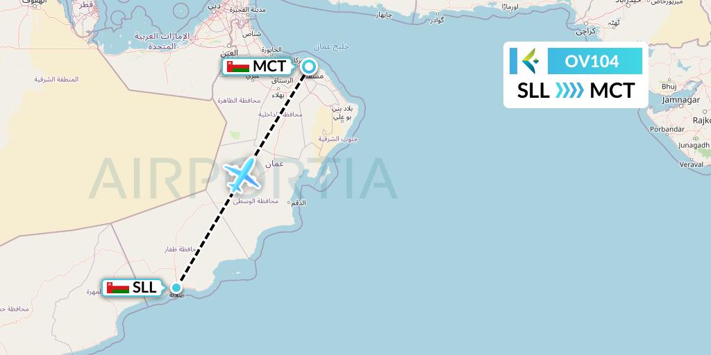 OV104 SalamAir Flight Map: Salalah to Muscat