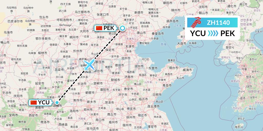 ZH1140 Shenzhen Airlines Flight Map: Yuncheng to Beijing