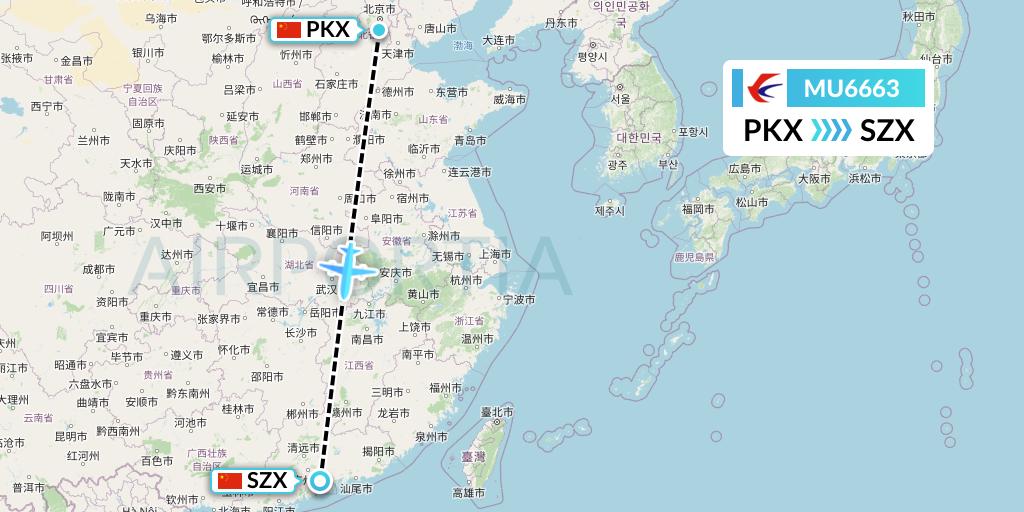MU6663 China Eastern Airlines Flight Map: Beijing to Shenzhen