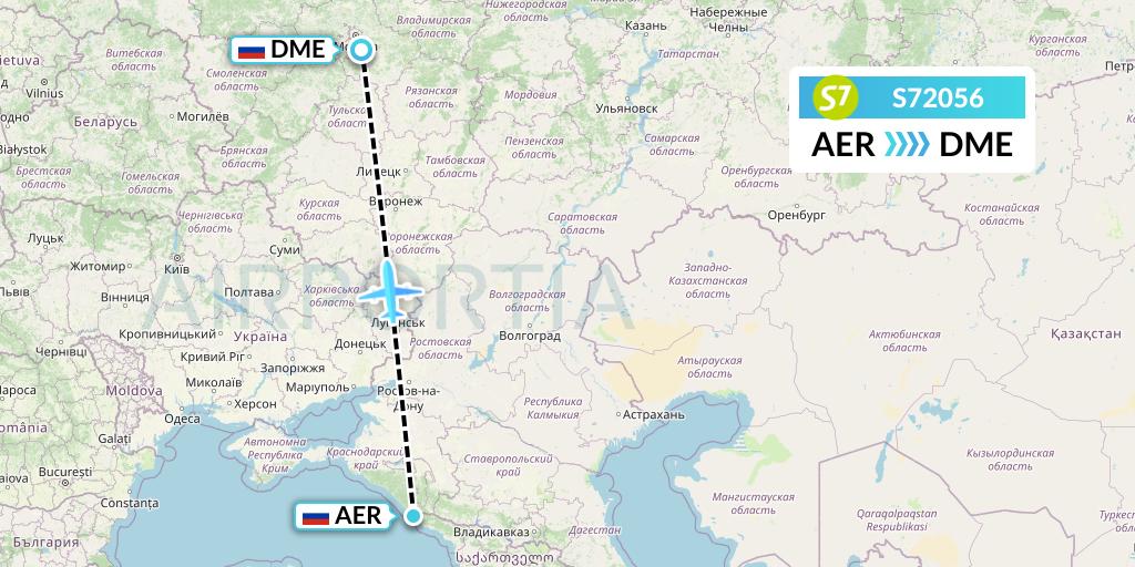 S72056 S7 Airlines Flight Map: Sochi to Moscow