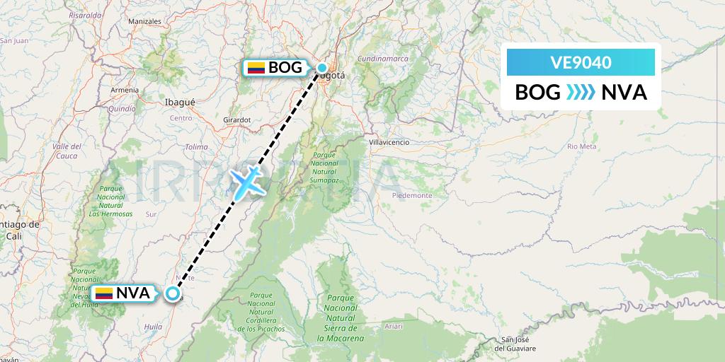 VE9040 Easyfly Flight Map: Bogota to Neiva