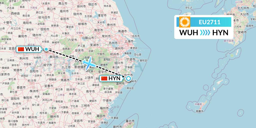 EU2711 Chengdu Airlines Flight Map: Wuhan to Huangyan
