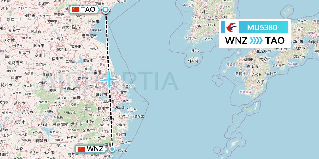 MU5380 China Eastern Airlines Flight Map: Wenzhou to Qingdao