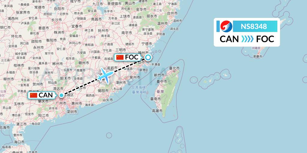 NS8348 Hebei Airlines Flight Map: Guangzhou to Fuzhou