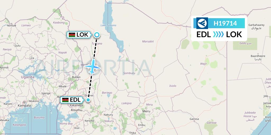 H19714 Hahn Air Systems Flight Map: Eldoret to Lodwar