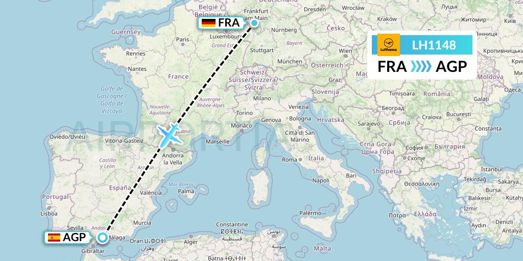 LH1148 Lufthansa Flight Map: Frankfurt to Malaga