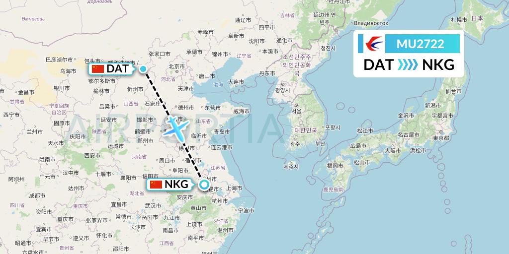 MU2722 China Eastern Airlines Flight Map: Datong to Nanjing