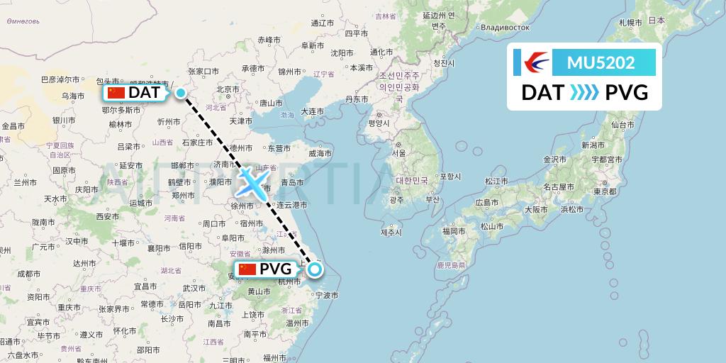 MU5202 China Eastern Airlines Flight Map: Datong to Shanghai