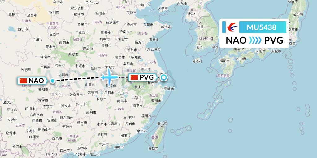MU5438 China Eastern Airlines Flight Map: Nanchong to Shanghai