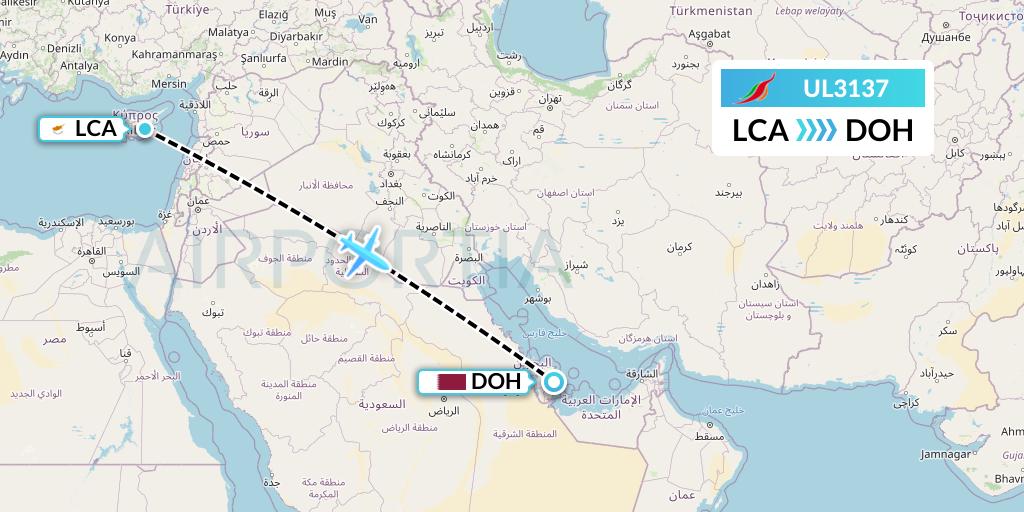 UL3137 SriLankan Airlines Flight Map: Larnaca to Doha