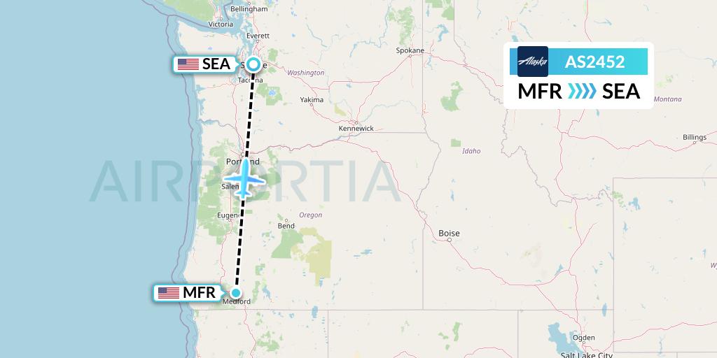 AS2452 Alaska Airlines Flight Map: Medford to Seattle