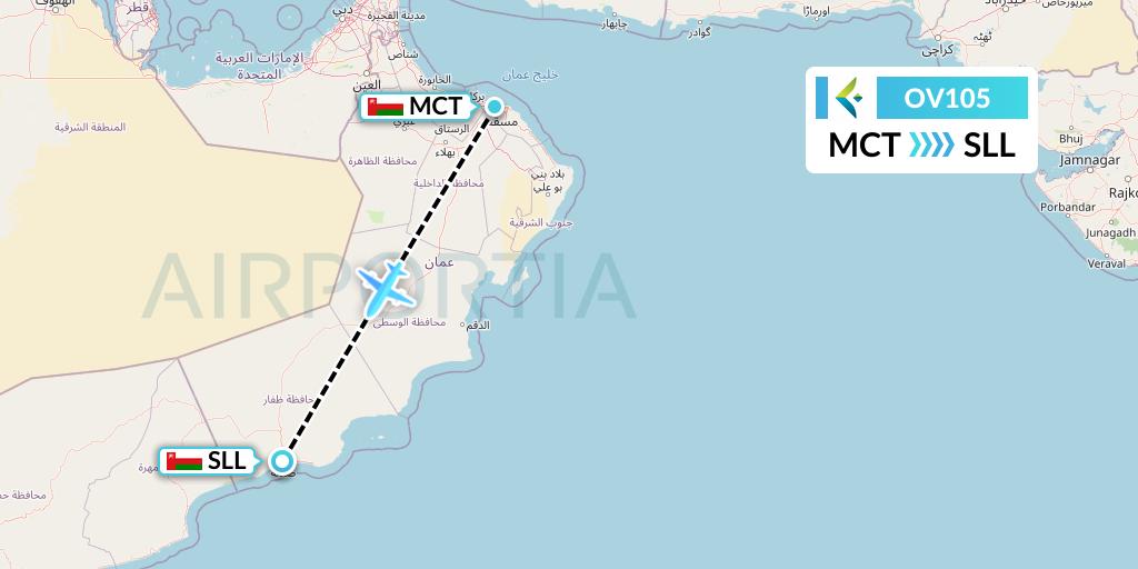 OV105 SalamAir Flight Map: Muscat to Salalah