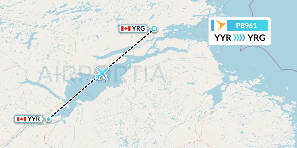 PB961 PAL Airlines Flight Map: Goose Bay to Rigolet