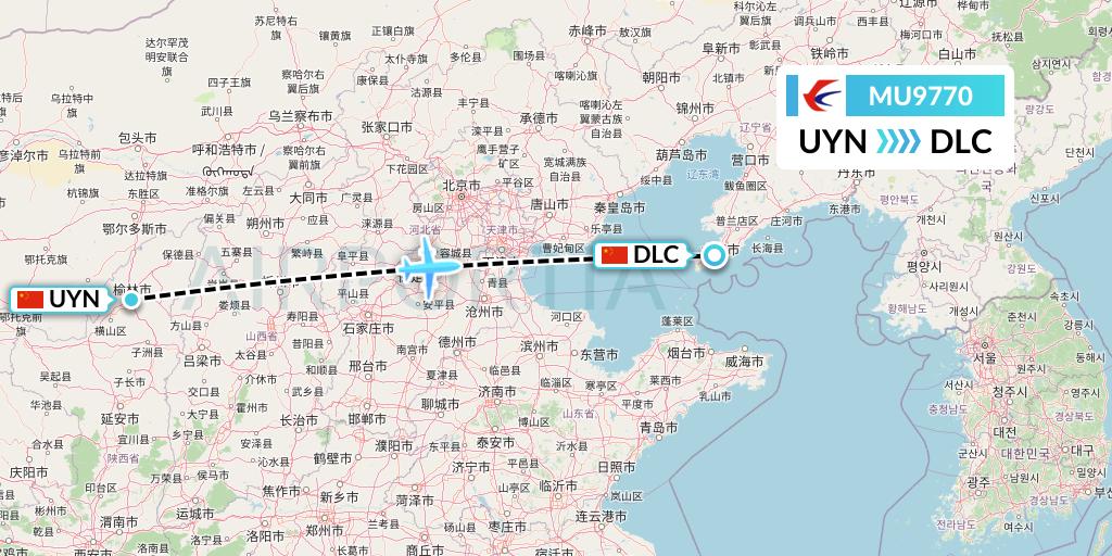 MU9770 China Eastern Airlines Flight Map: Yulin to Dalian