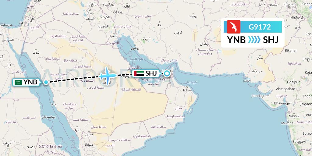 G9172 Air Arabia Flight Map: Yanbu to Sharjah